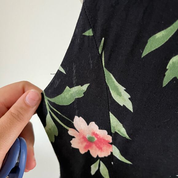 Vtg Y2K 2000s Cimmaron Plus Black Dark Floral Maxi Dress Wmns Sz 16 Cottagecore - Picture 6 of 11